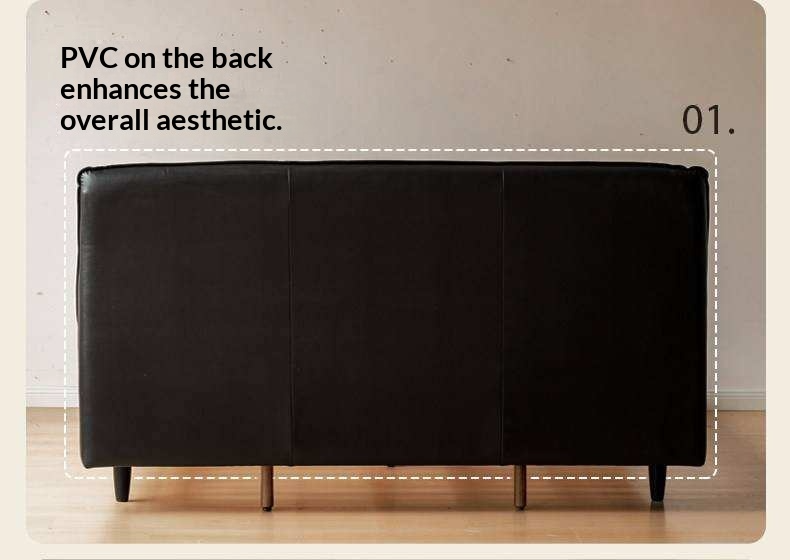 Cherry Solid Wood Genuine Leather Curved Upholstered Headboard Platform Bed