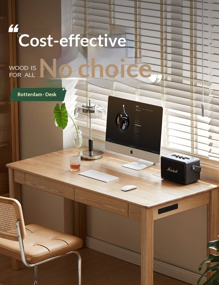 Ash Solid Wood Modern Multifunctional Office Desk