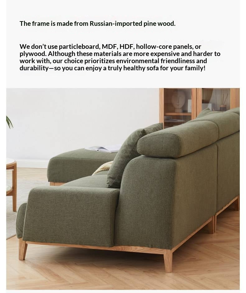 Sectional Sofa with Adjustable Headrest and Hidden Chaise Storage Ash wood legs