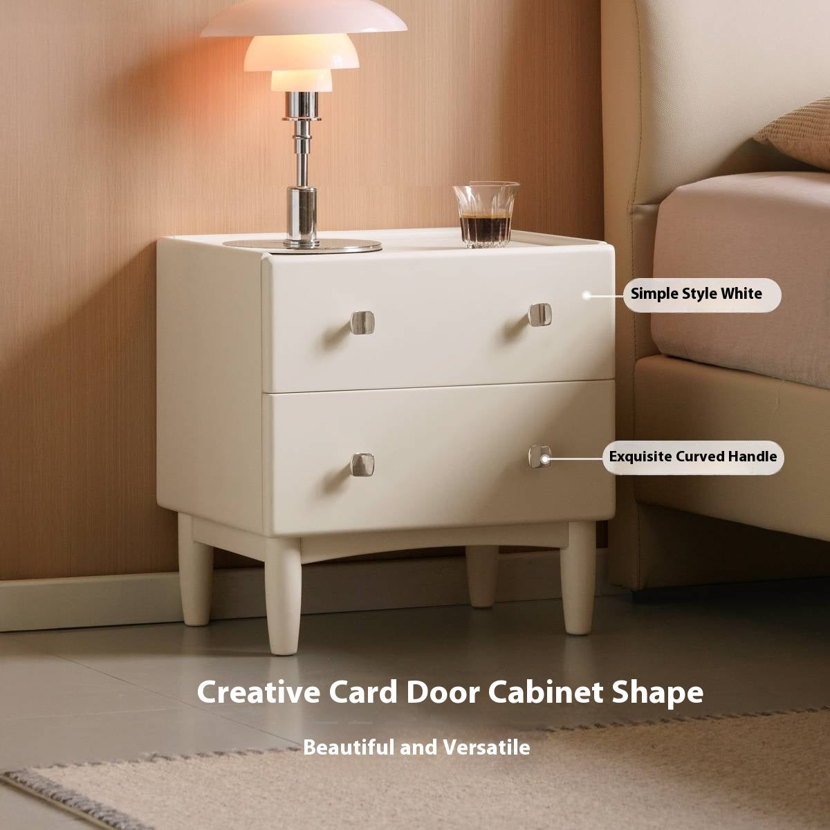 Solid Rubberwood Modern Nightstand.