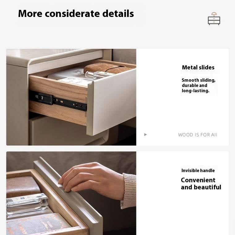 Tulipwood Solid Wood, Solid Rubberwood Modern Nightstand.