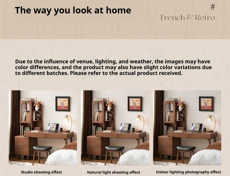 Oak Solid Wood Telescopic Desk with Integrated Bookshelf