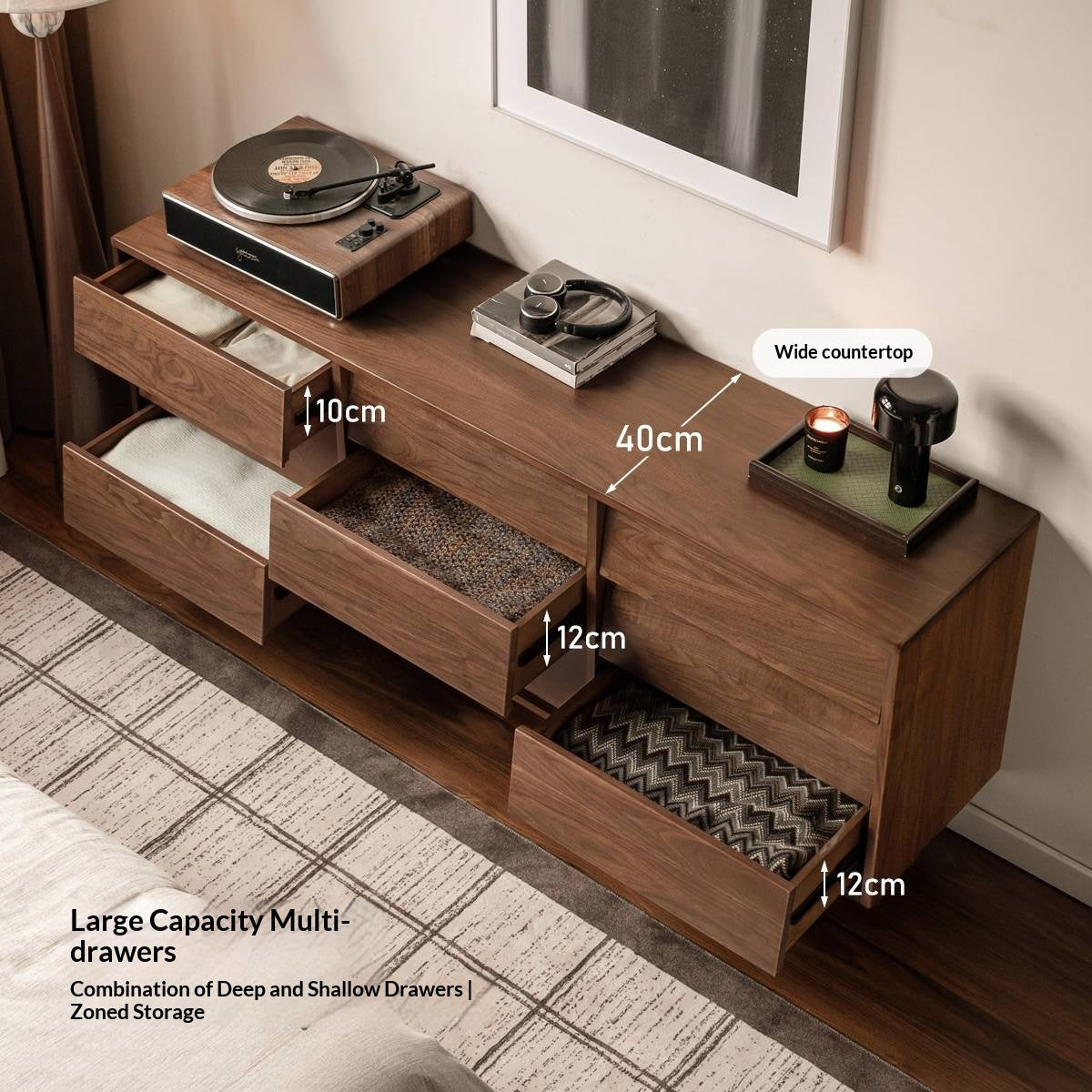 Black Walnut Solid Wood Vintage Style Chest of Drawers