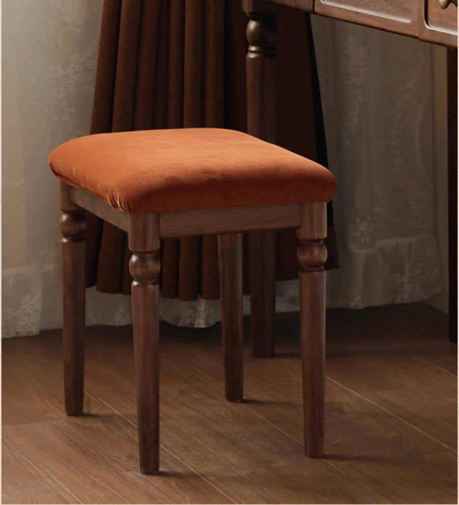Black Walnut Solid Wood American Retro Style Makeup Stool