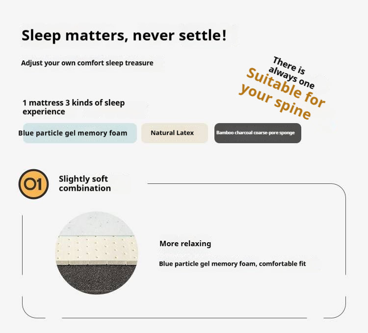 Zero-Glue Adjustable Spring Latex Mattress — Thick and Anti-Mite Support