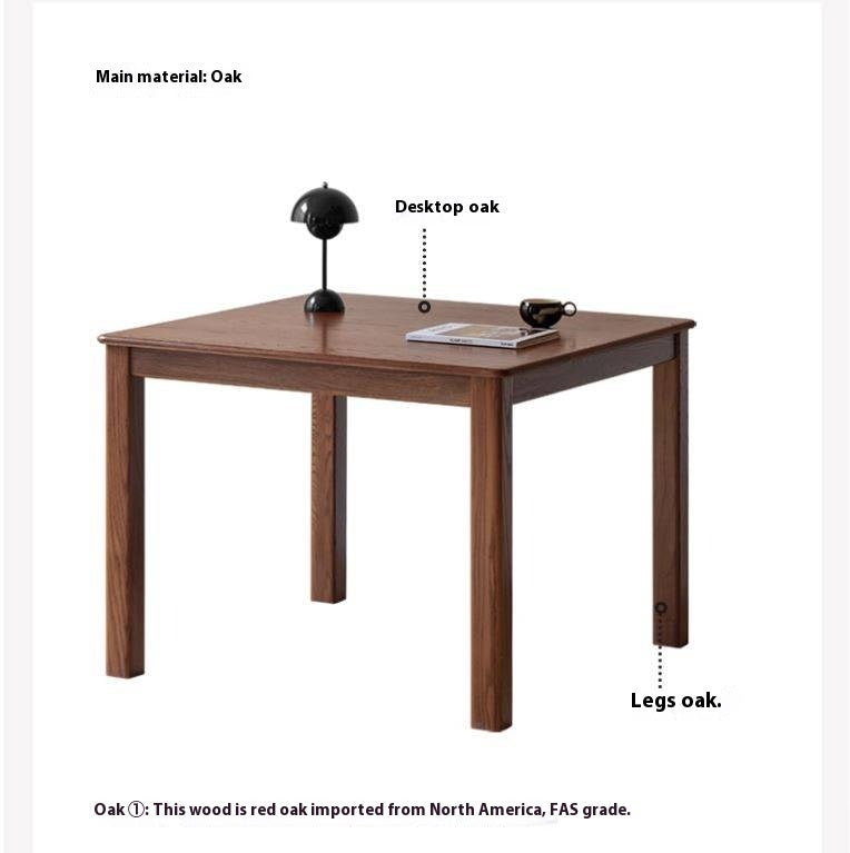 Oak Solid Wood Square Dining Table