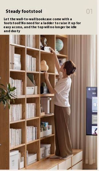Oak Solid Wood Cream Style Study Bookcase