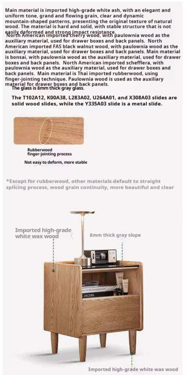 Black Walnut, White Ash, Cherry, Poplar, Tulipwood, Solid Rubberwood Modern Nightstand