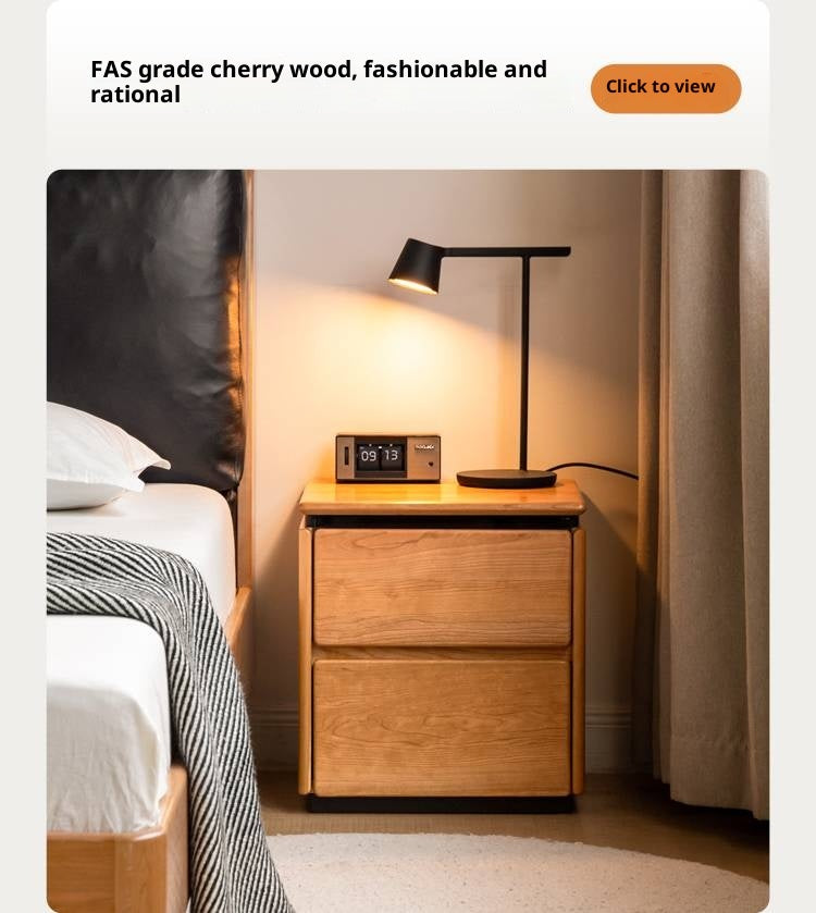 PoplarSolid Wood Vintage Style Nightstand