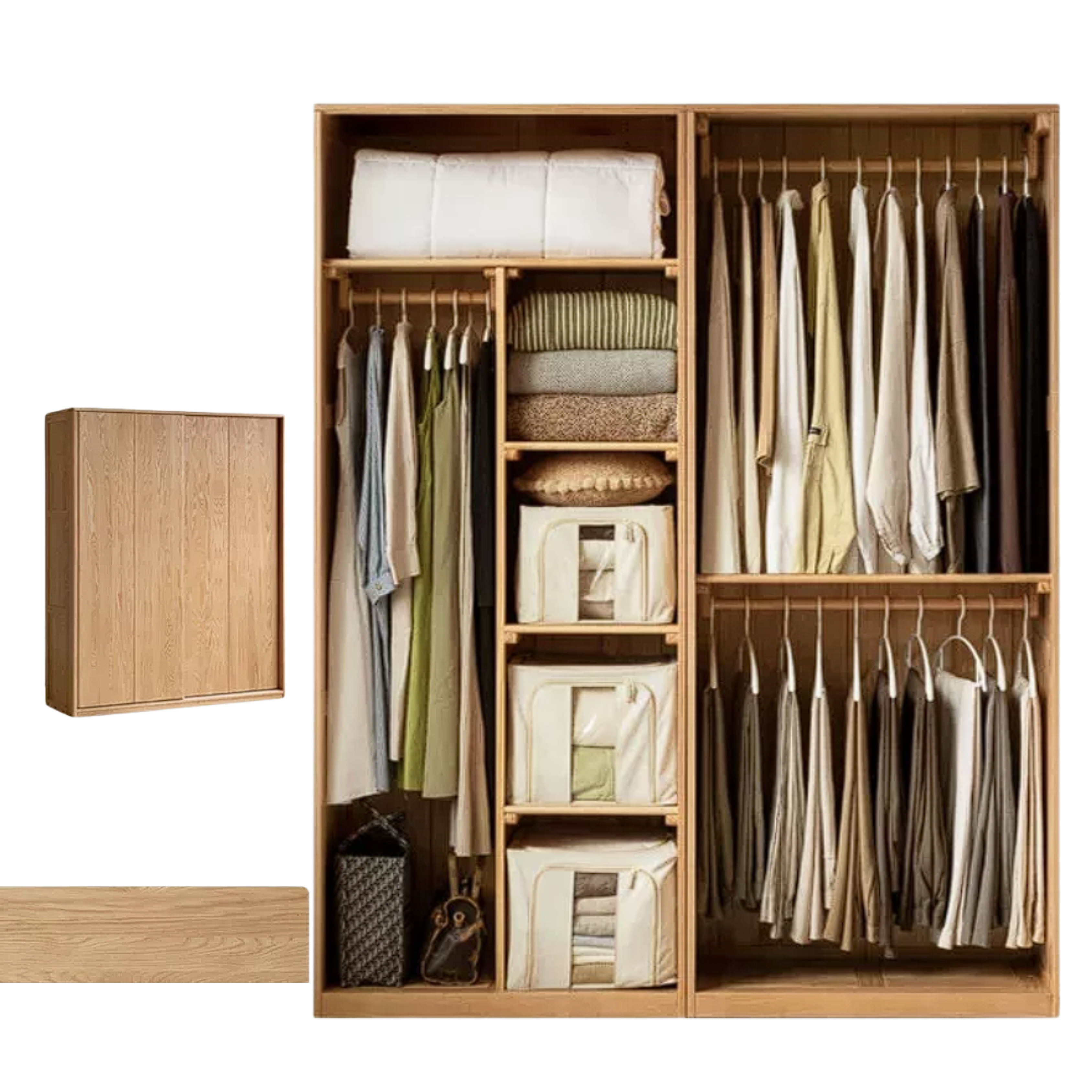 Oak Solid Wood Sliding Door Wardrobe
