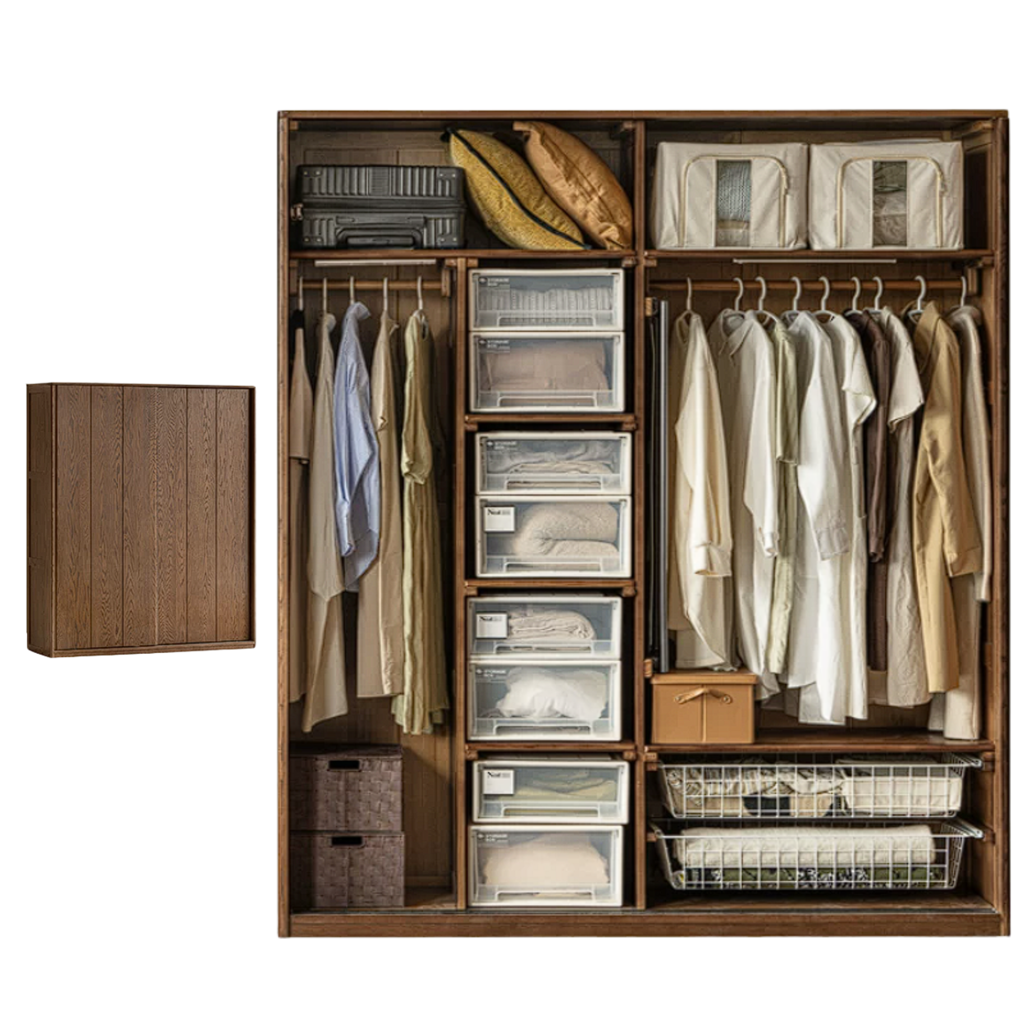 Oak Solid Wood Sliding Door Wardrobe.