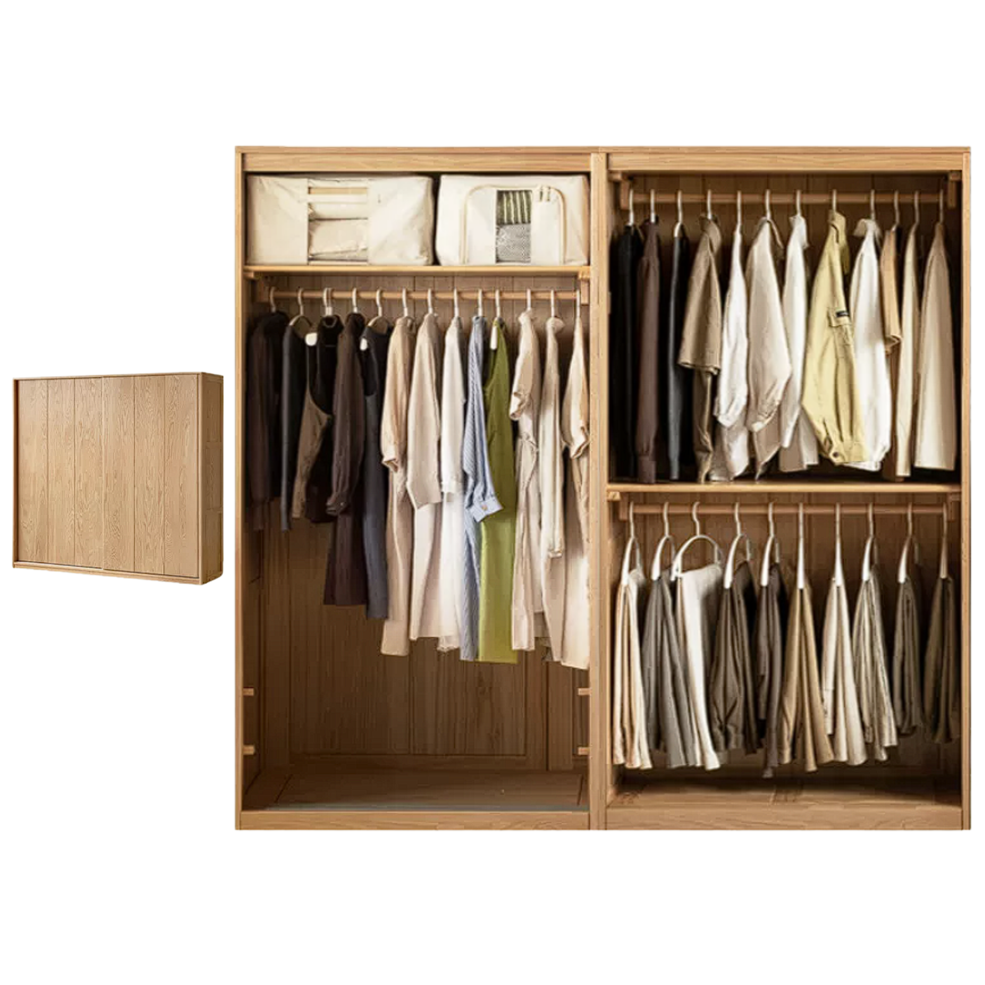 Oak, Ash Solid Wood Wardrobe With Sliding Doors
