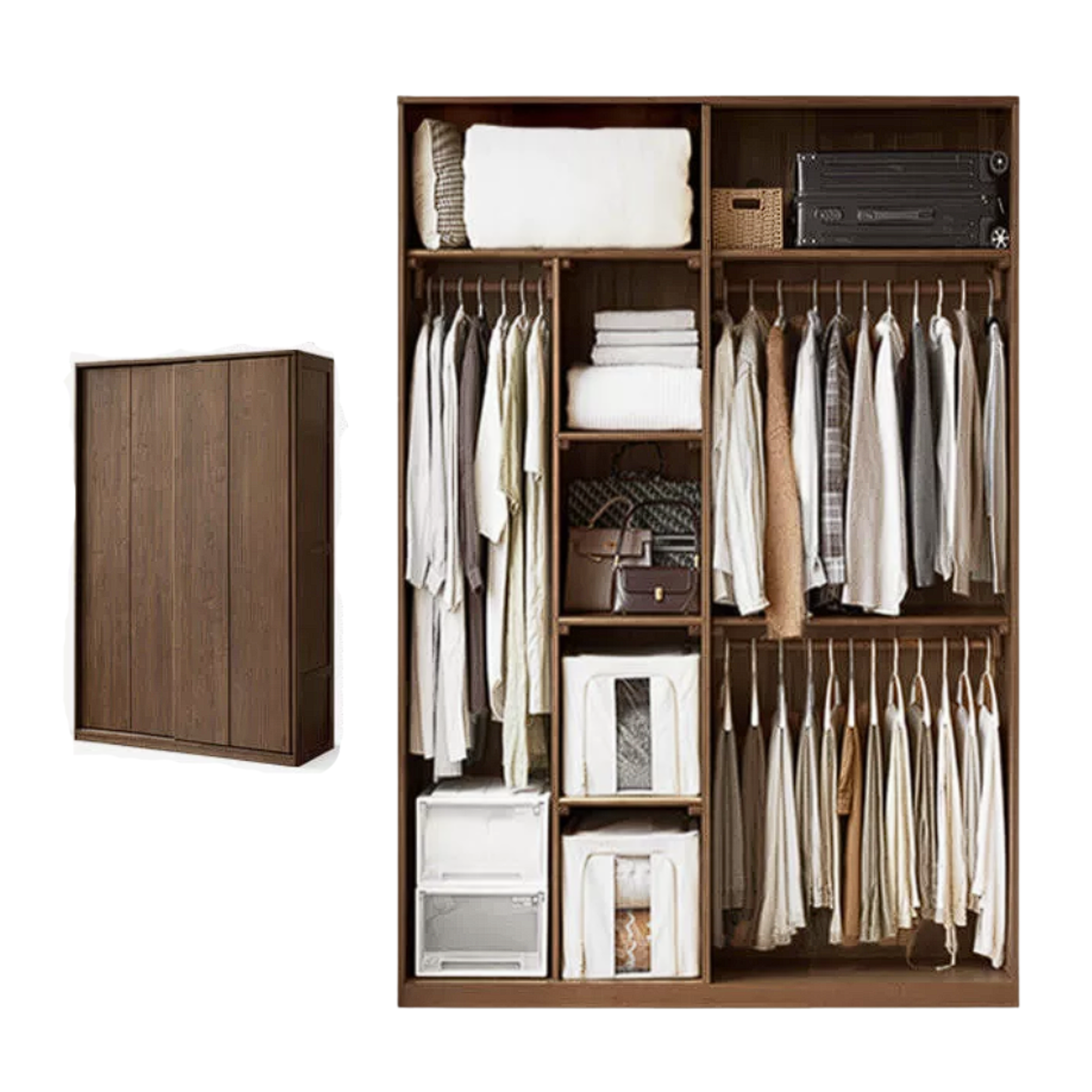 Black Walnut, Sandalwood Sliding Door Wardrobe.