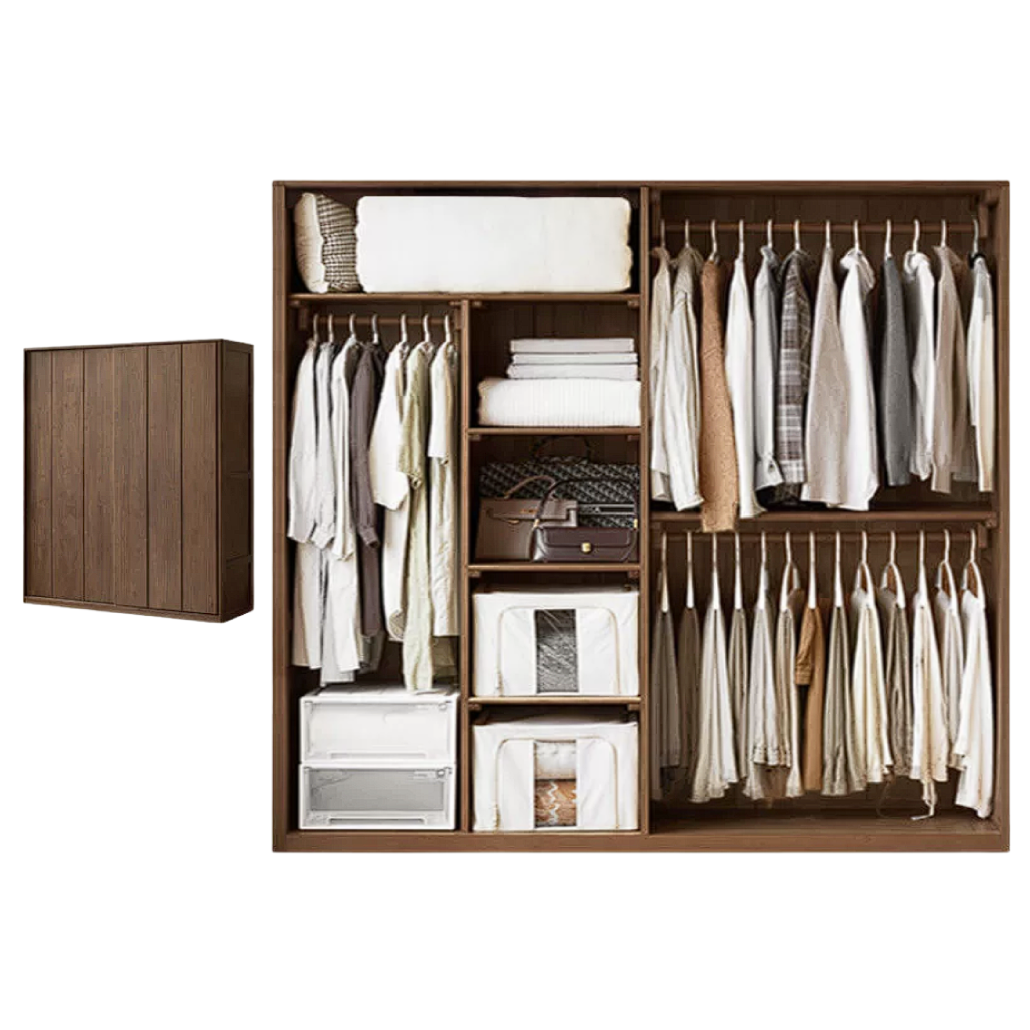 Black Walnut, Sandalwood Sliding Door Wardrobe.
