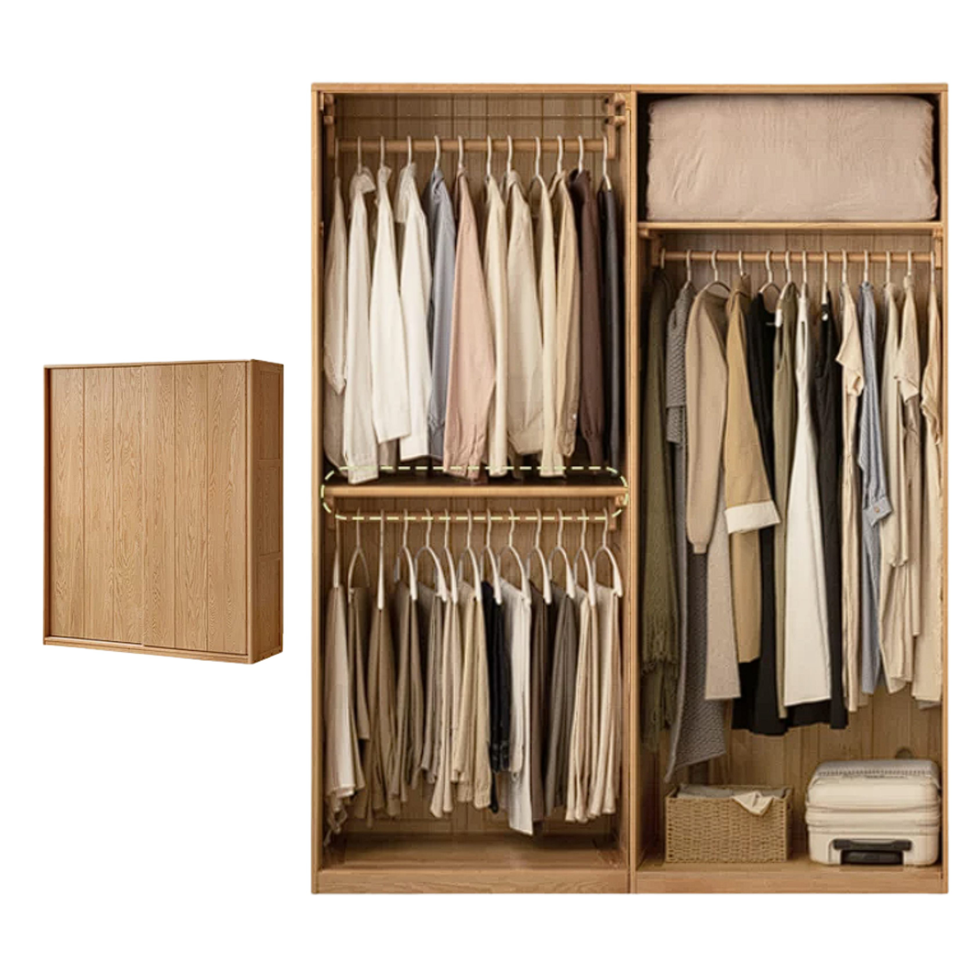 Cherry Wood Sliding Door Retro Wardrobe