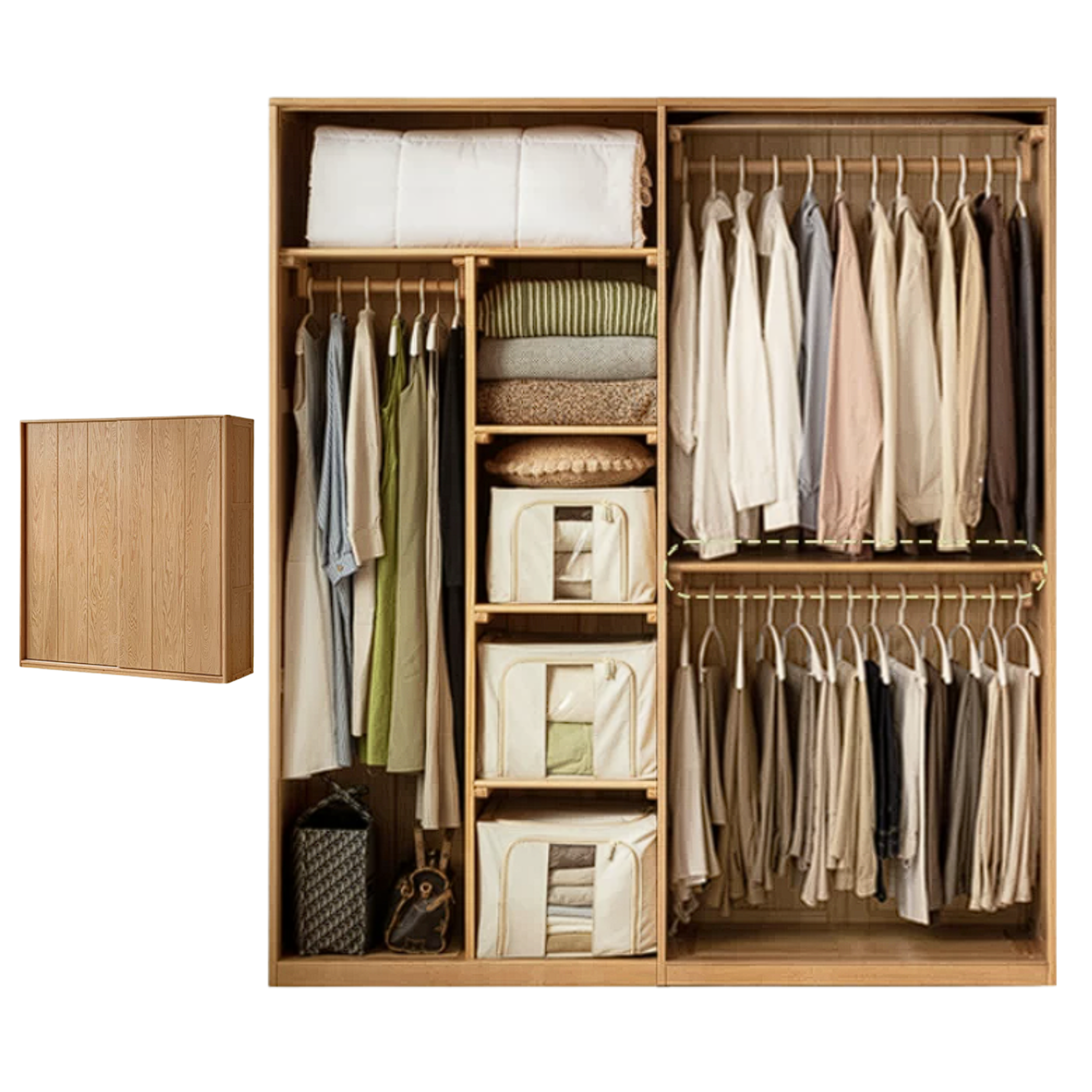 Cherry Wood Sliding Door Retro Wardrobe