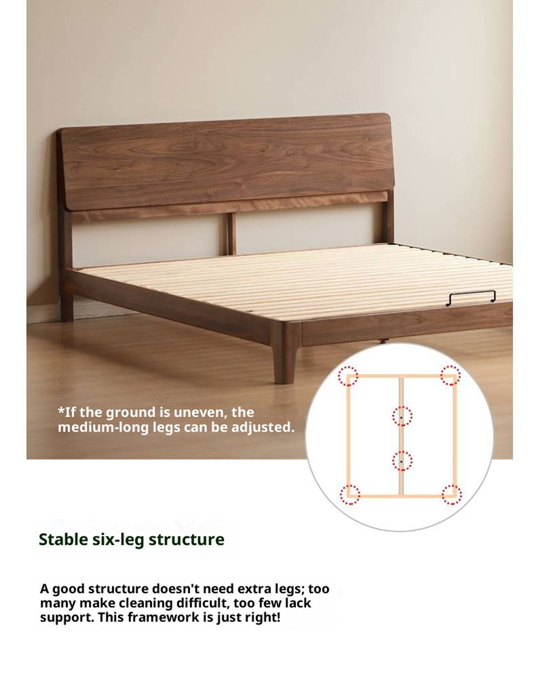 North American Black Walnut, Oak, Catalpa Solid Wood Modern Minimalist Bed