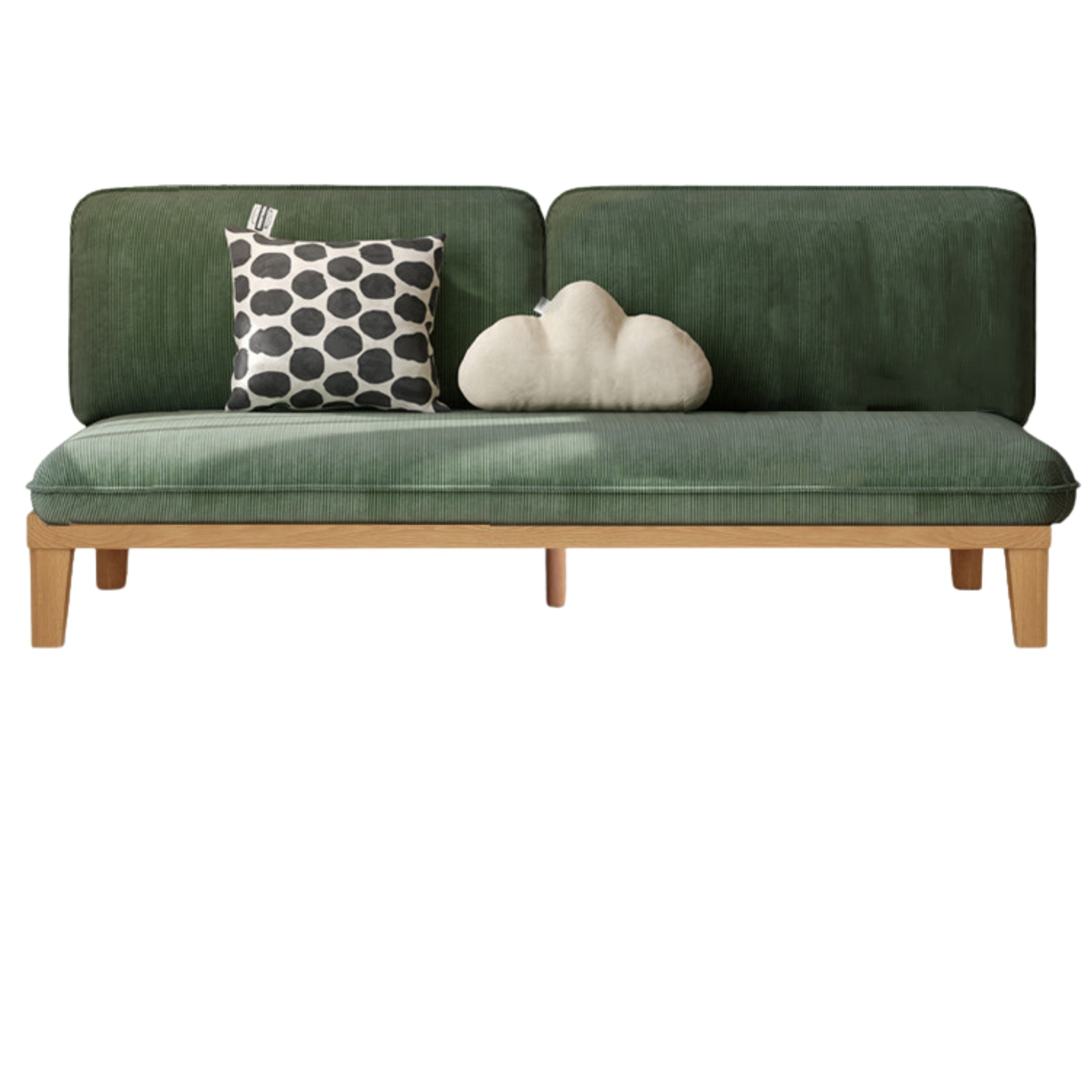 Oak Solid wood Armless Straight Fabric Sofa.