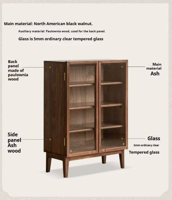 Black Walnut, Ash Solid Wood Side Cabinet
