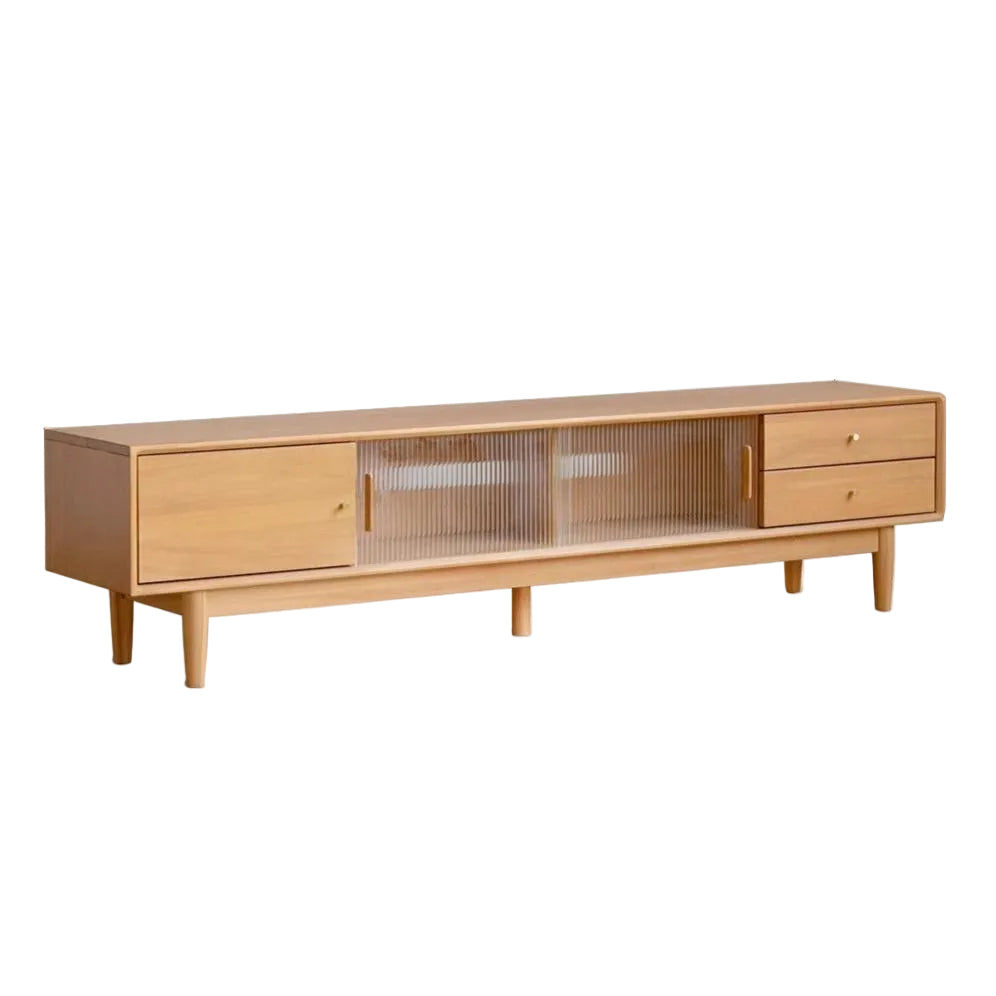 Poplar Solid Wood Glass Sliding Door Storage TV cabinet.