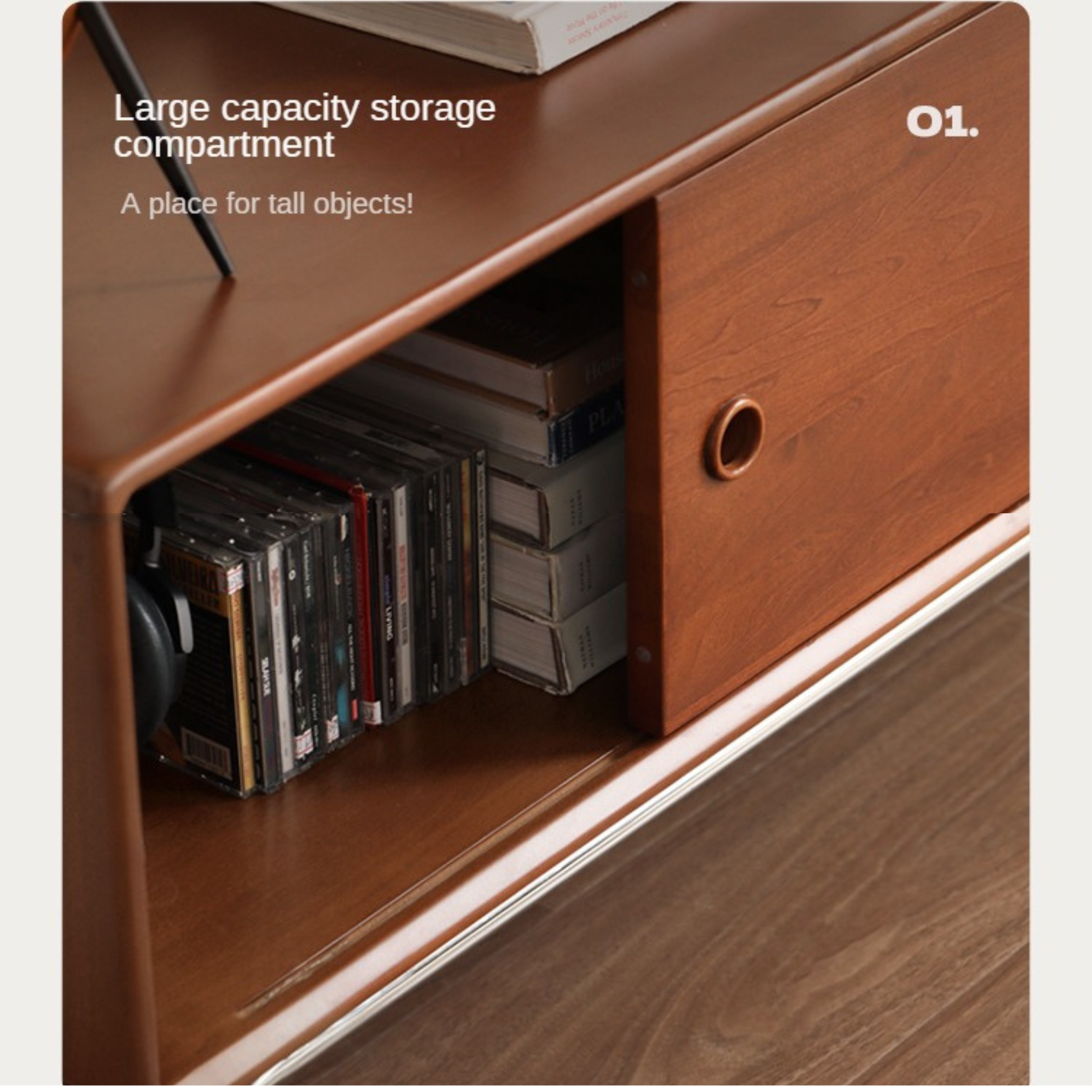 Poplar Solid Wood Retro Floor TV Cabinet.