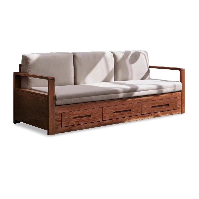 Oak, Ash Solid Woof Folding Storage Sofa Bed.