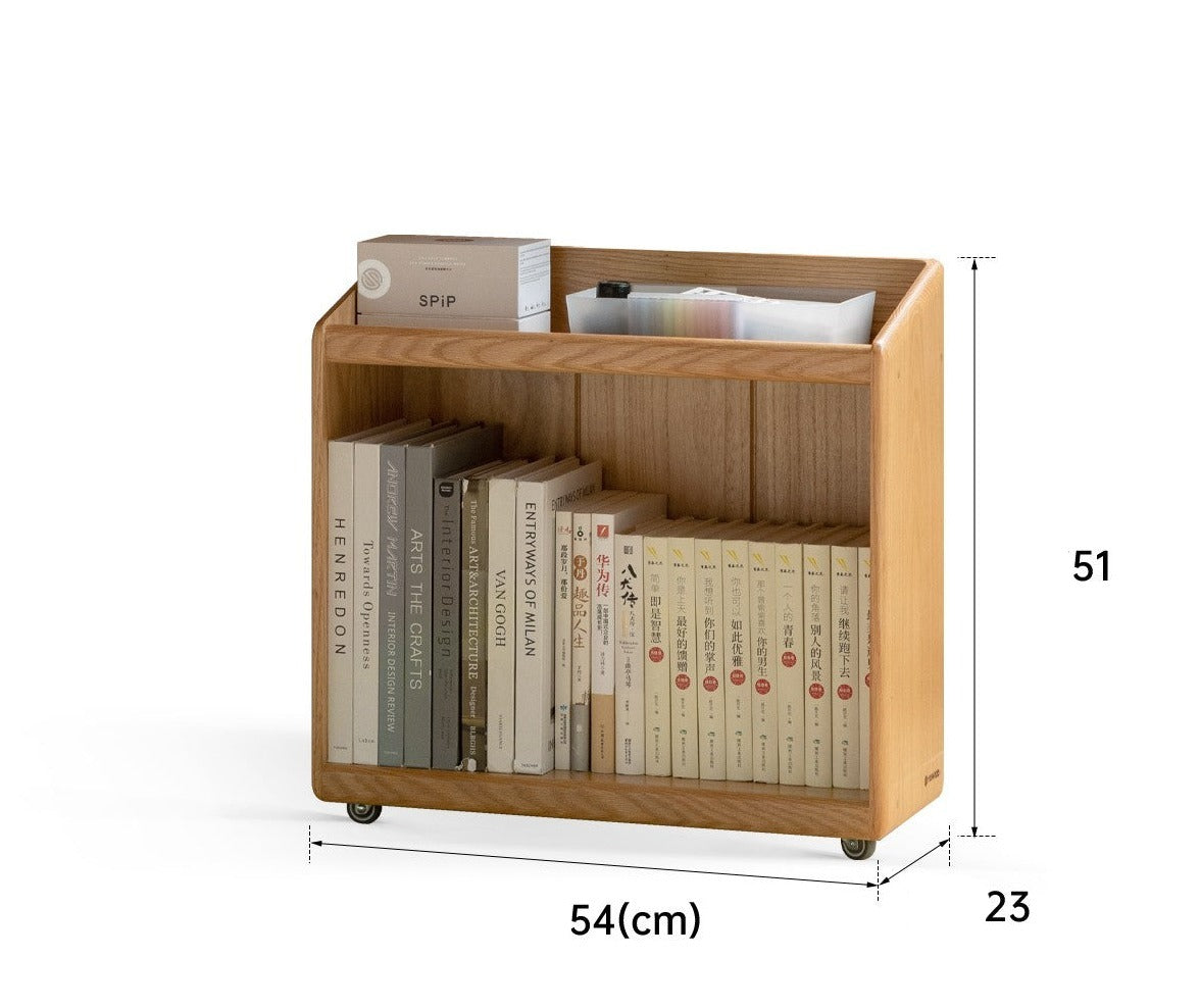 Oak, Solid Rubberwood Under-Table Bookshelf Movable
