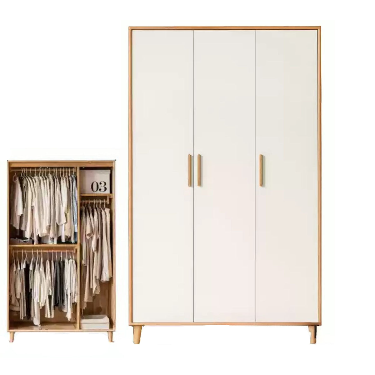 Oak Solid Wood Modern Wardrobe