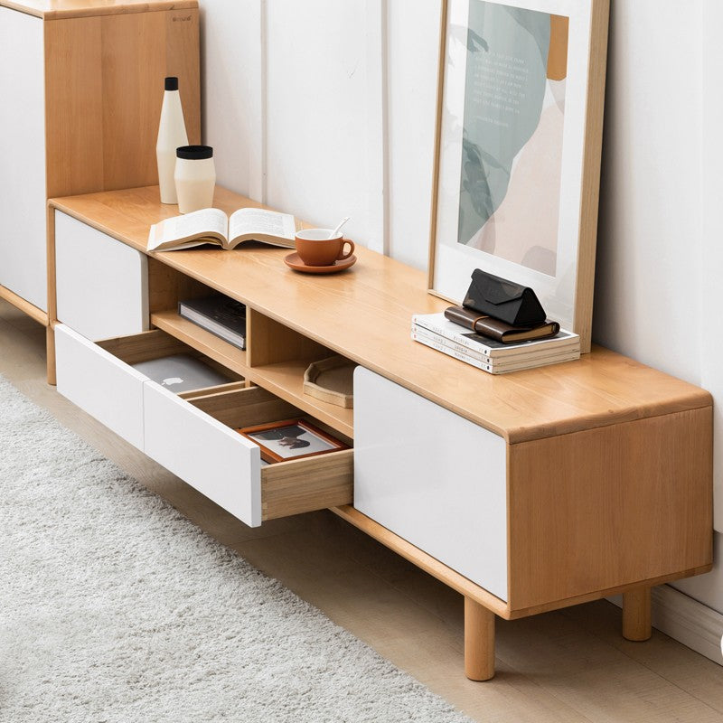 Oak Solid Wood TV Cabinet with Storage.