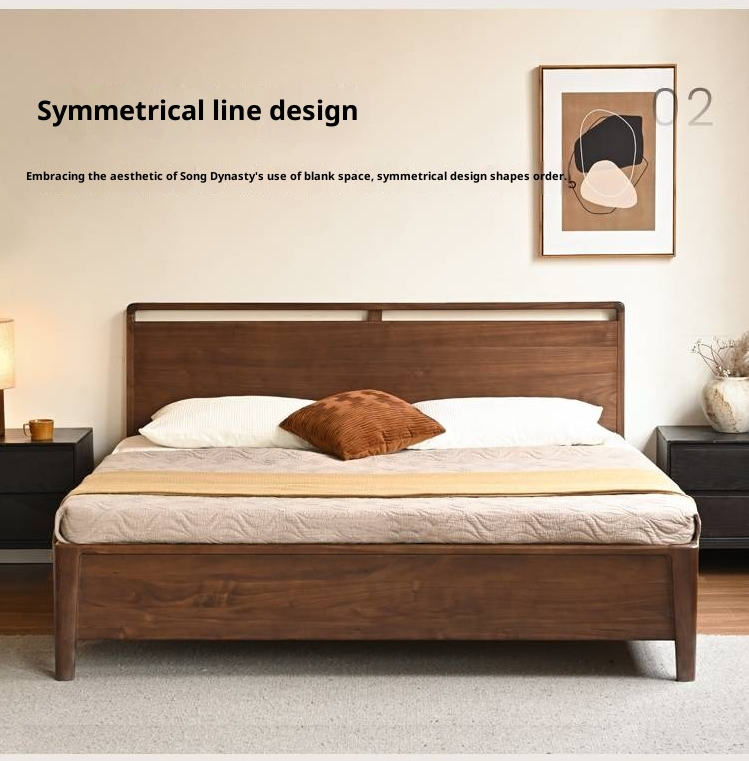 Black Walnut Solid Wood Light Luxury Box Bed