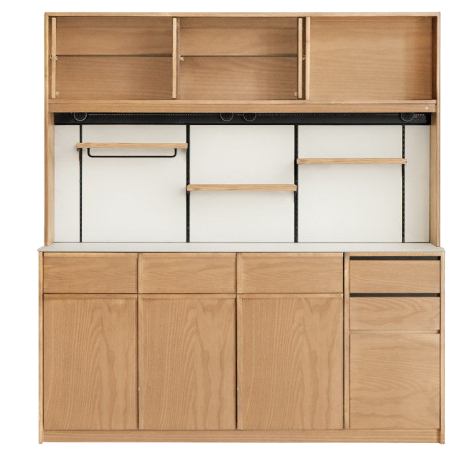 Black Walnut, Sandalwood, Ash Solid Wood Dining Cabinet Antique Style Rock Board