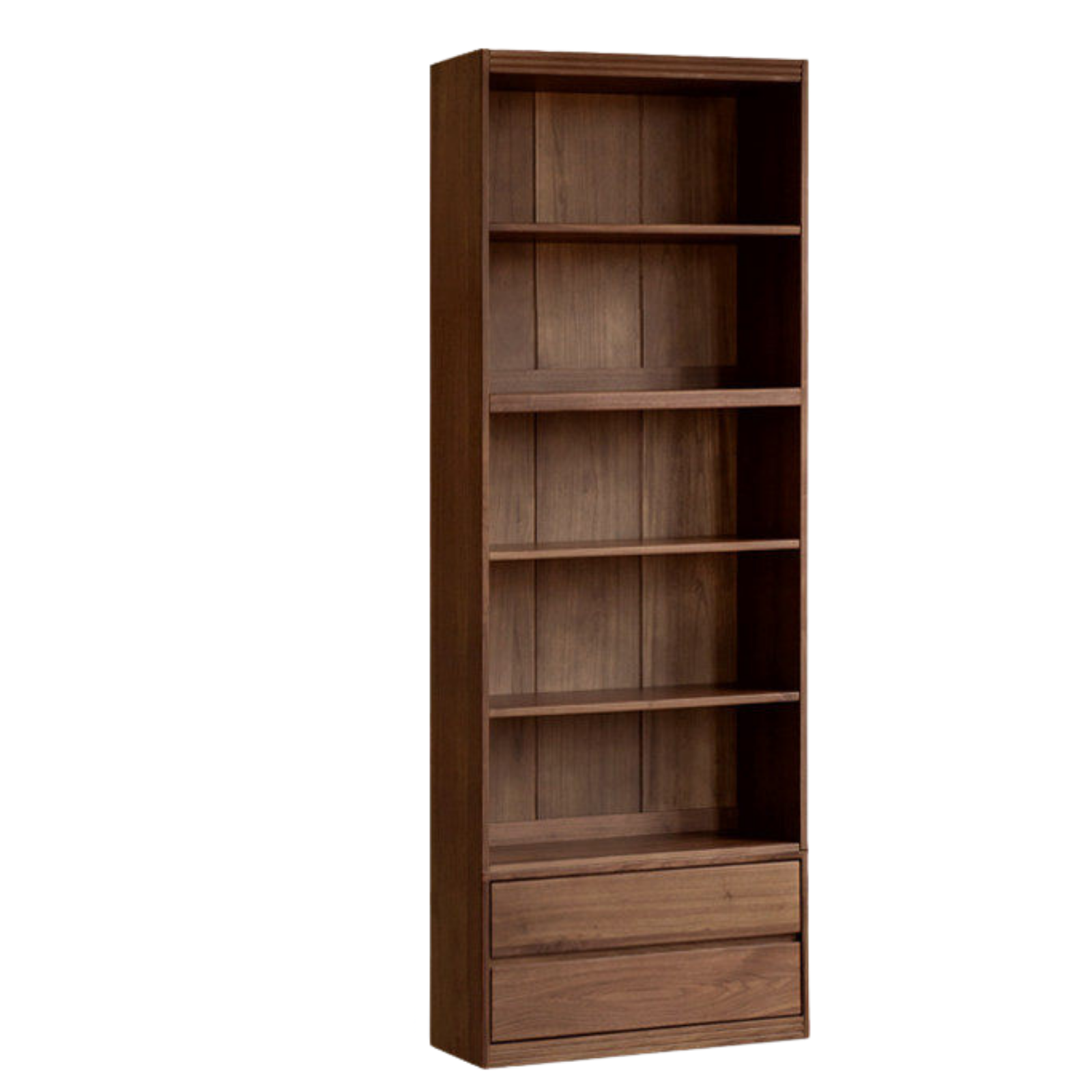Black Walnut, Sandalwood Solid Wood Light Luxury Combined Bookshelf With Seat