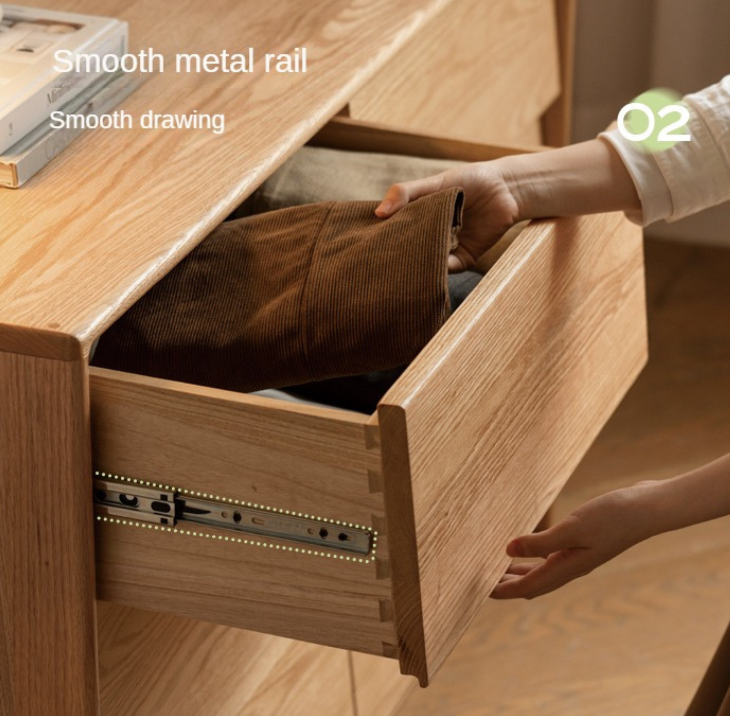 Ash, Oak Solid Wood Slanted Surface Chest of Drawers