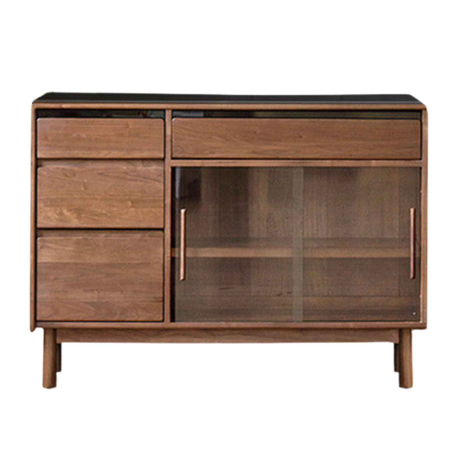 Black Walnut, Sandalwood Solid Wood Light Luxury Rock Plate Sideboard