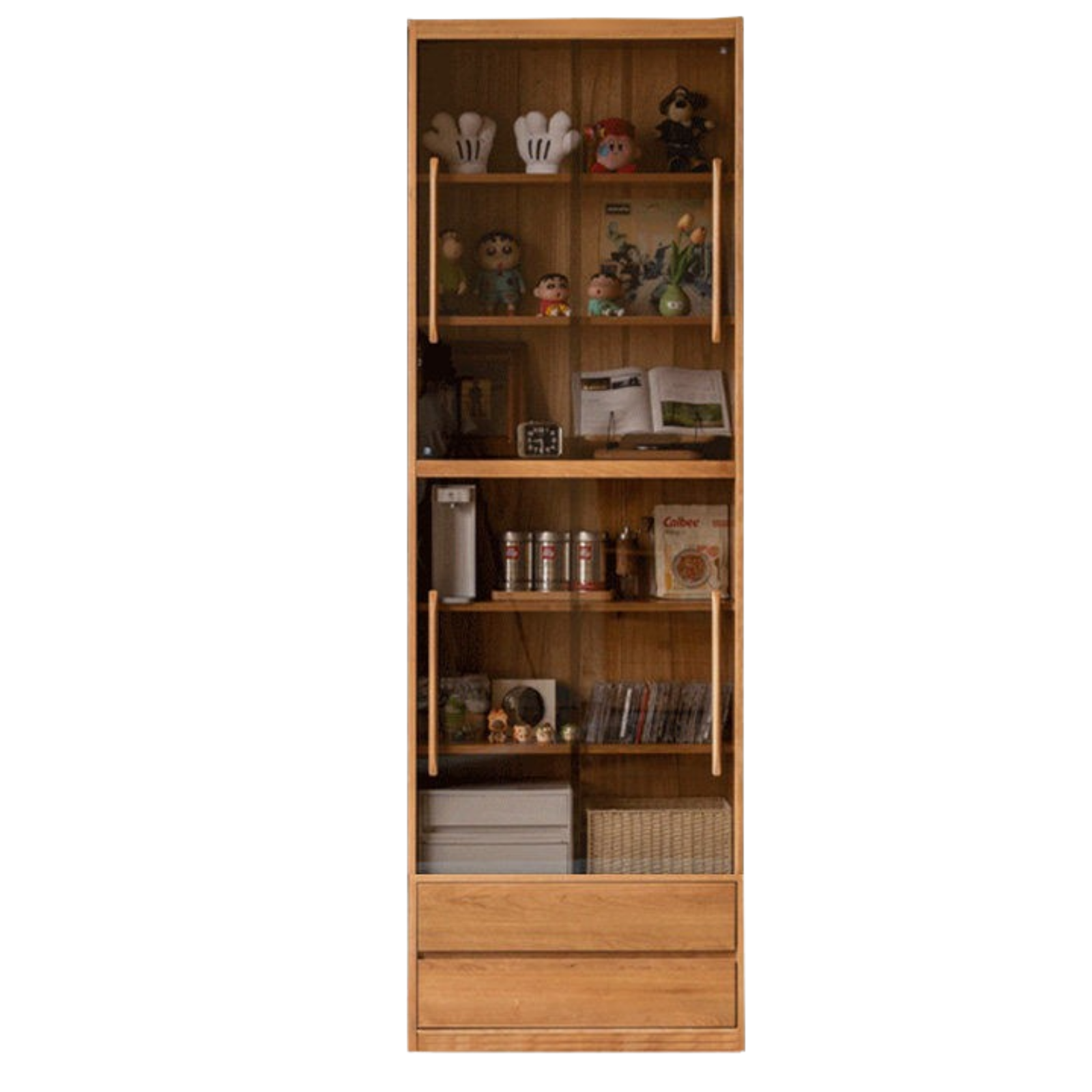 Cherry Solid Wood Bookcase Combination Glass Cabinet