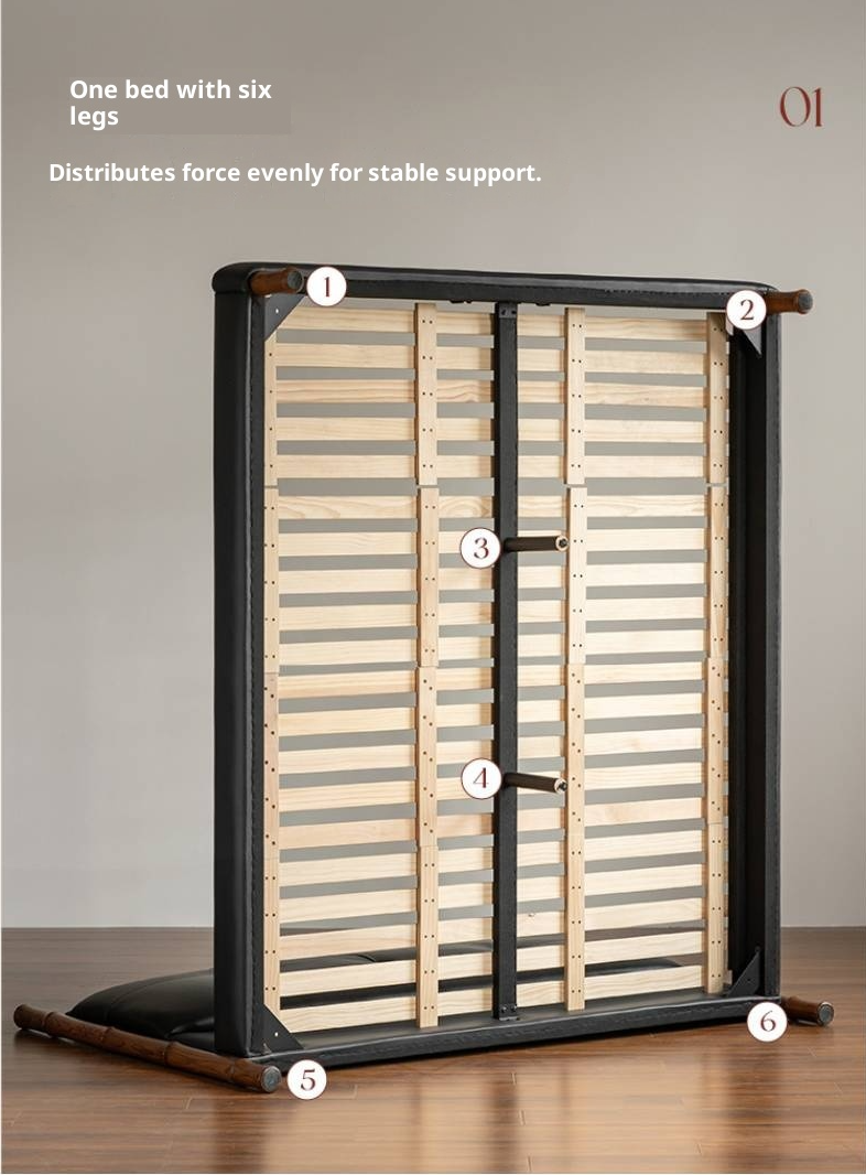 Genuine Leather Soft Headboard Bed