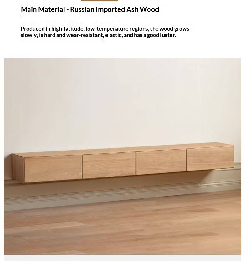 Oak Solid Wood TV Cabinet Hanging LED Lights.