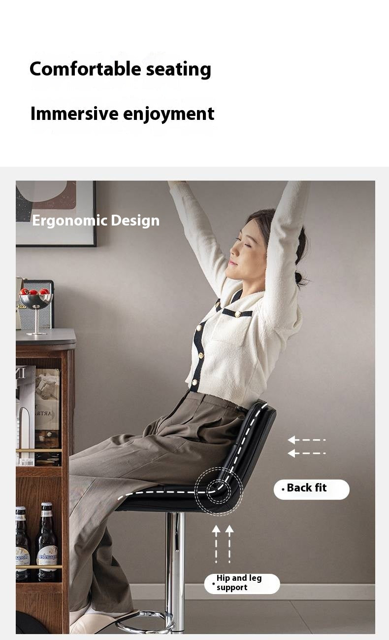 Leather High Backrest Rotating Bar Chair