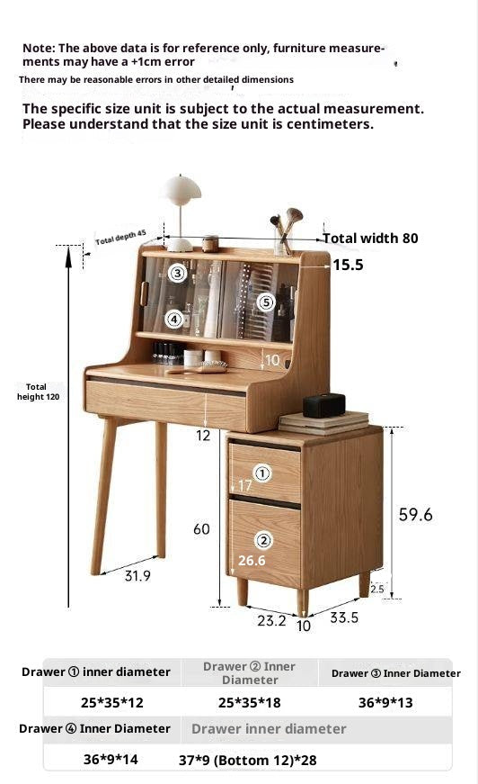 White Ash Solid Wood Modern Vanity Table