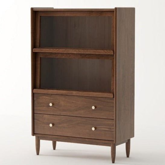 Oak solid wood flip door side cabinet LED light"