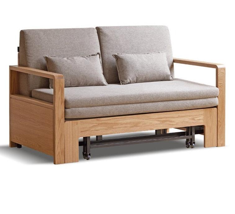 Oak, Ash Solid Wood Sofa Bed Modern Multifunctional.