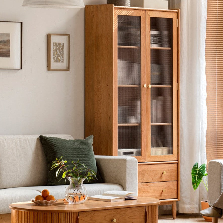 Cherry Solid Wood Bookcase Nordic Modern Cabinet Office Bookshelf