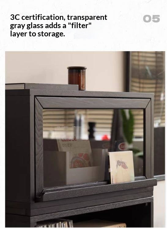 Oak Solid Wood TV Stand Combination Bookcase