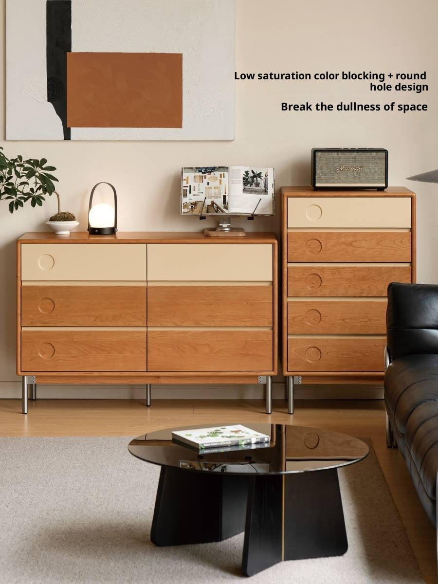 Cherry, Poplar Solid Wood Modern Minimalist Chest of Drawers