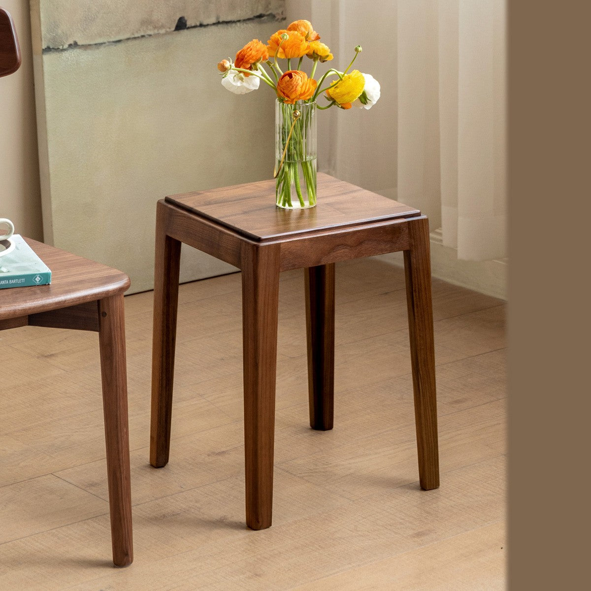 Black Walnut, Oak Solid Wood Foldable Modern Stool