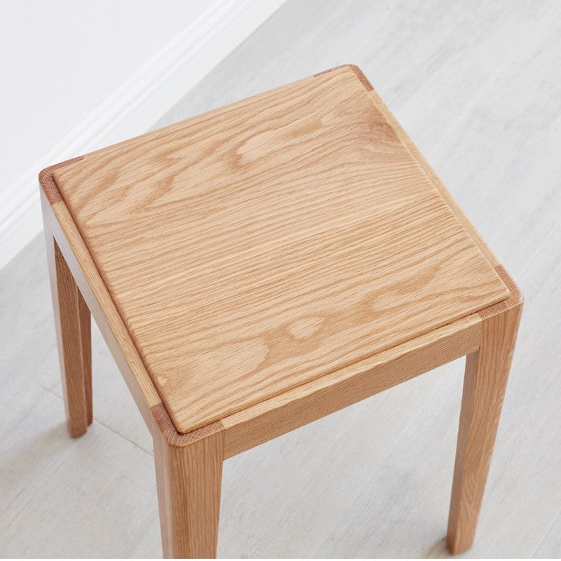 2pcs - Beech, Oak, Ash, Cherry Solid Wood, Solid RubberWood Foldable Nordic Square Stool