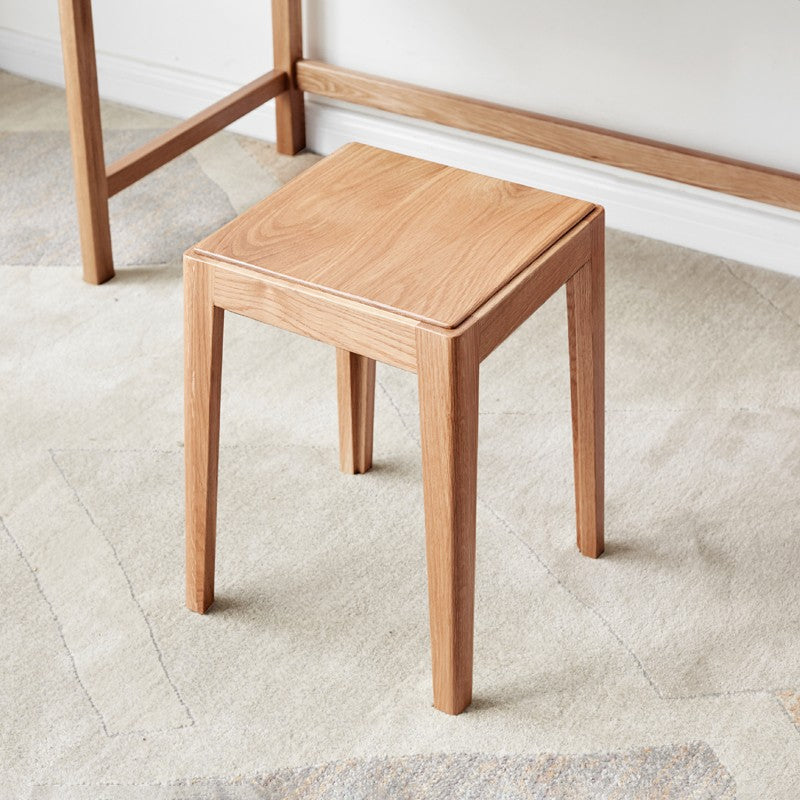 2pcs - Beech, Oak, Ash, Cherry Solid Wood, Solid RubberWood Foldable Nordic Square Stool