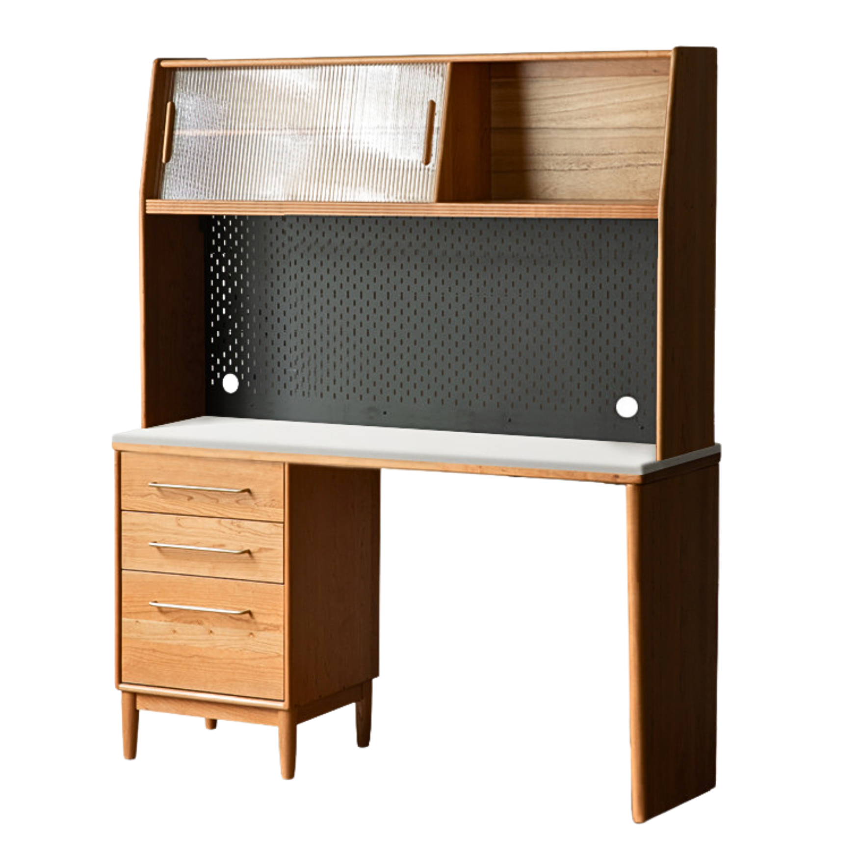 Cherry, Oak Solid Wood, Solid RubberWood Japanese Style Buffet Cabinet