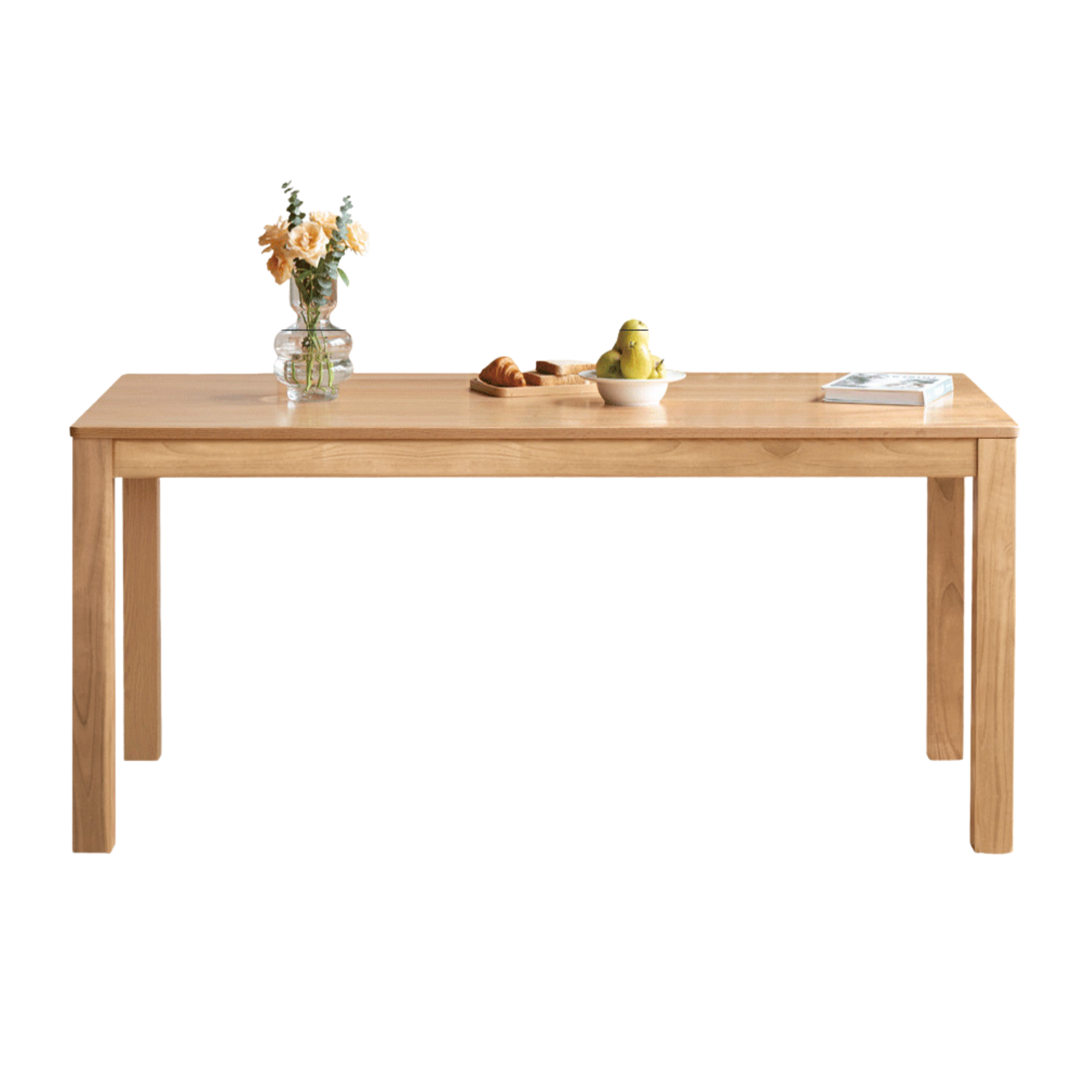Oak Solid Wood, Solid RubberWood Nordic Dining Table