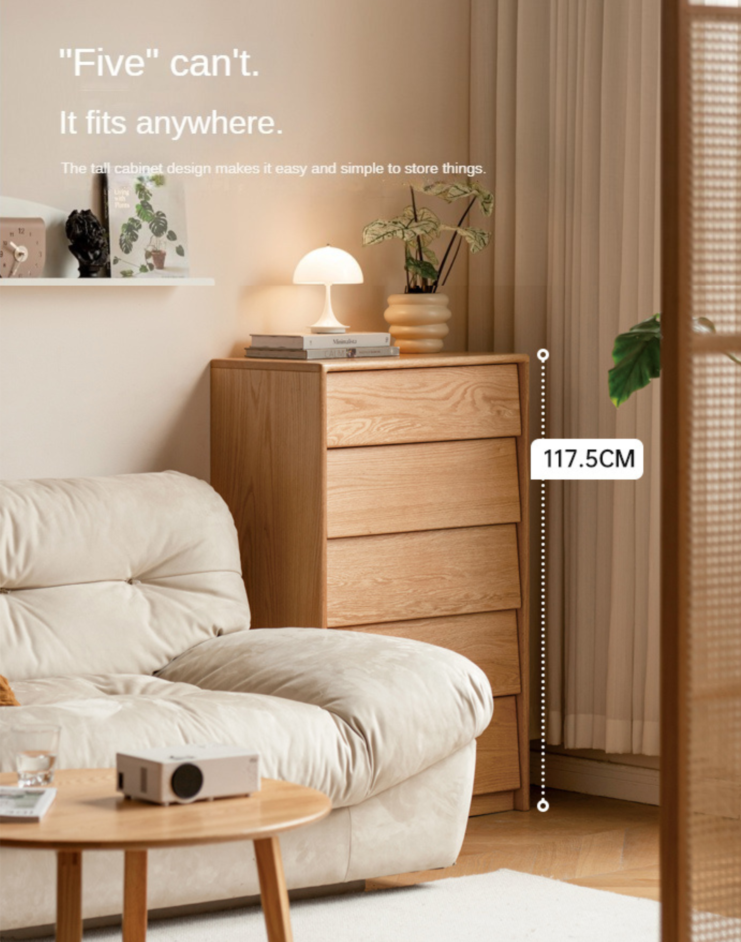 Ash, Oak Solid Wood Slanted Surface Chest of Drawers